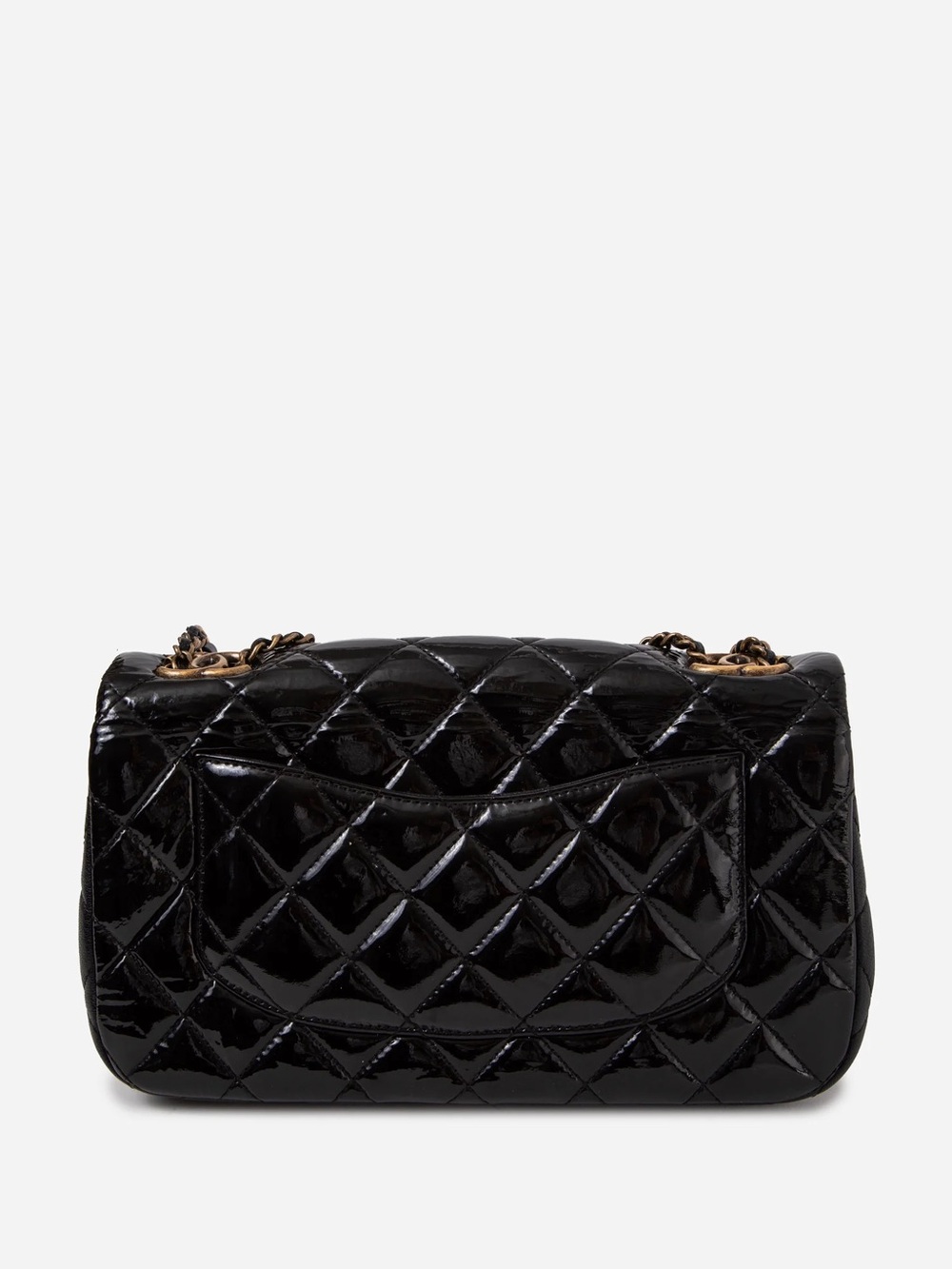Pre-Owned Chanel 2015-2016 Patent/Calfskin Flap Bag Black - Picture 2 of 5